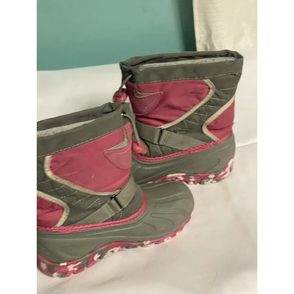 Gray & Pink Snow Boots‎ w/ Fleece Lining -- Little Girls' Size 10 Bin4